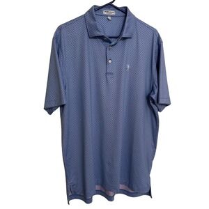 Peter Millar Summer Comfort Polo Shirt Mens L Golf Performance Embroidered blue